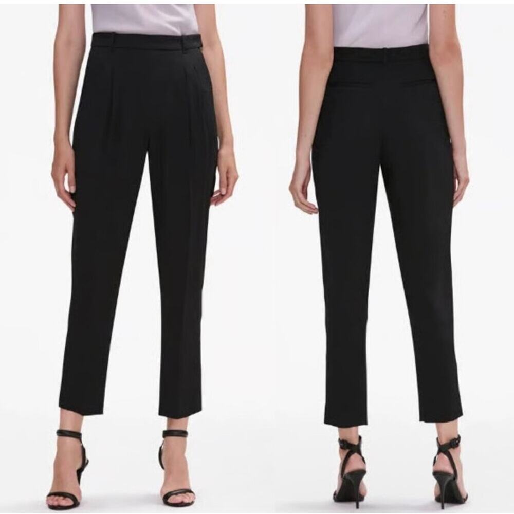 MM Lafleur Howland Black Pleated Straight Tapered Slack Dress Pants Size 12